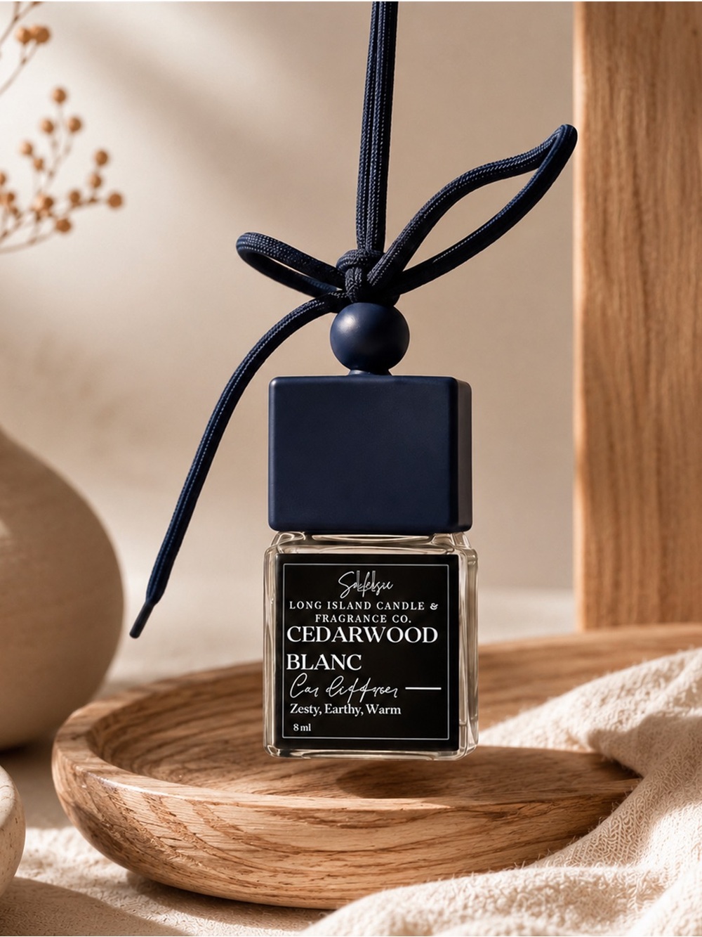 Cedarwood Blanc Hanging Diffuser | Car, Home, Locker, & Closet Freshener | 8ml